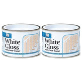 2X Non-Drip White Gloss Paint Tin 180ml Tin Paint